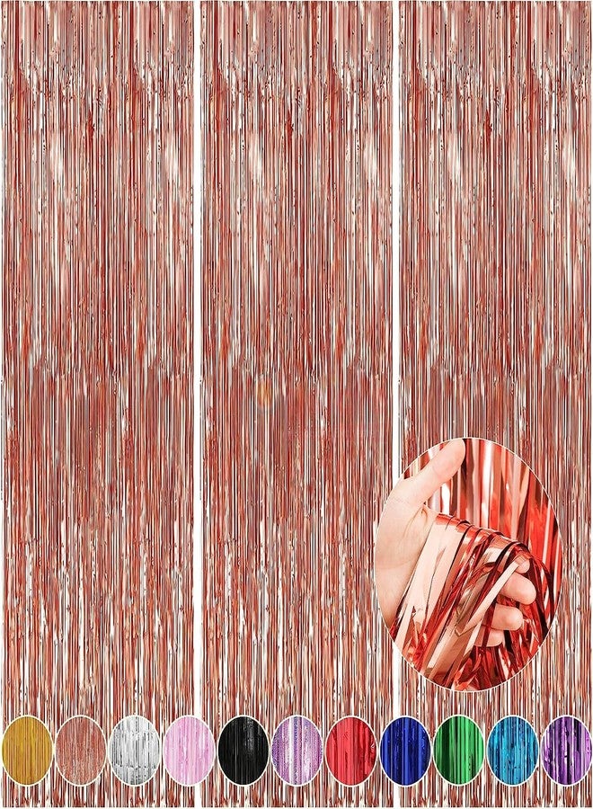 بروبسيكل مجموعة ستائر عيد ميلاد بروبسيكل من رقائق معدنية، لون ذهبي وردي، مقاس 3 أقدام × 6 أقدام، مزينة بشراشيب لامعة، مثالية لتزيين حفلات الذكرى السنوية، وحفلات توديع العزوبية، وحفلات استقبال المولود، وحفلات توديع العزوبية للعروس | تسمح بمرور الضوء - Image 1